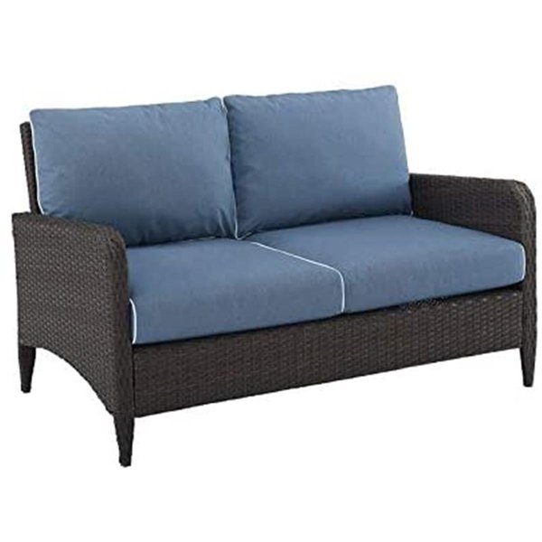 Terraza Kiawah Outdoor Wicker Loveseat, Blue & Brown TE2613716